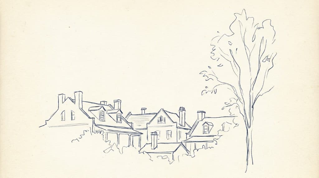 Hand-drawn family of brand marks on cream paper