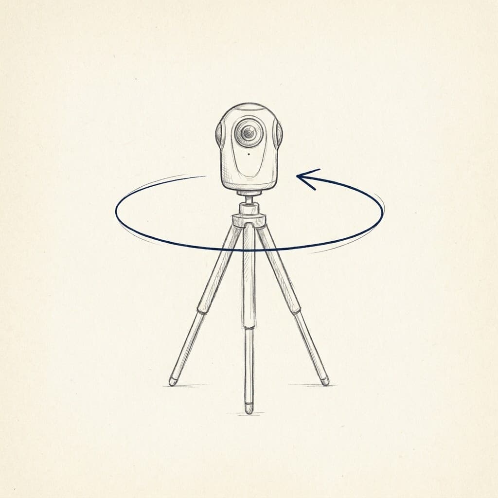Hand-drawn 360-degree camera on a tripod